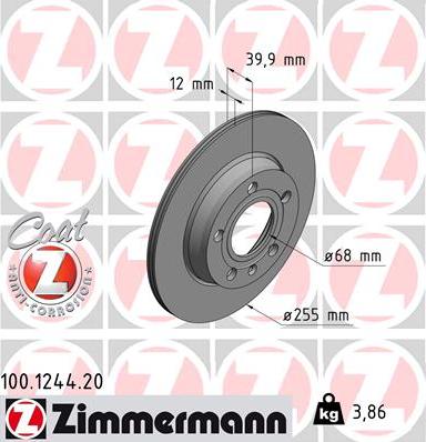 Zimmermann 100.1244.20 - Спирачен диск vvparts.bg