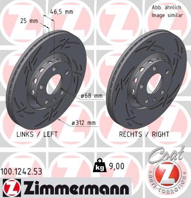 Zimmermann 100.1242.53 - Спирачен диск vvparts.bg