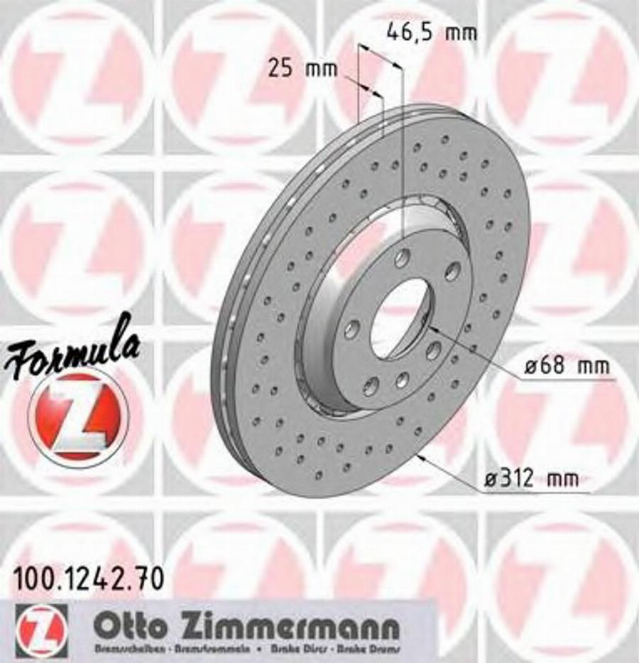 Zimmermann 100.1242.70 - Спирачен диск vvparts.bg