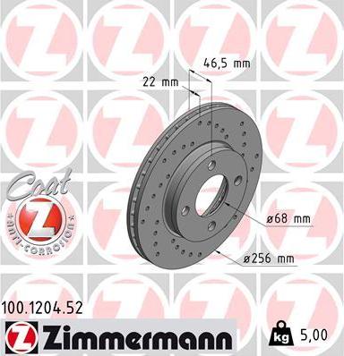 Zimmermann 100.1204.52 - Спирачен диск vvparts.bg