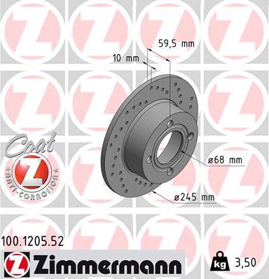 Zimmermann 100.1205.52 - Спирачен диск vvparts.bg