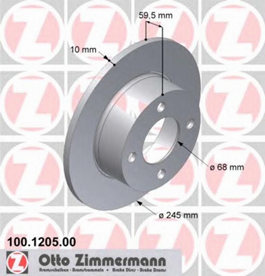 Zimmermann 100 1205 00 - Спирачен диск vvparts.bg