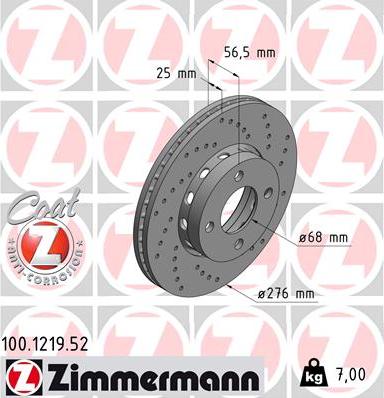 Zimmermann 100.1219.52 - Спирачен диск vvparts.bg