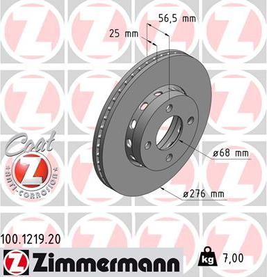 Zimmermann 100.1219.20 - Спирачен диск vvparts.bg