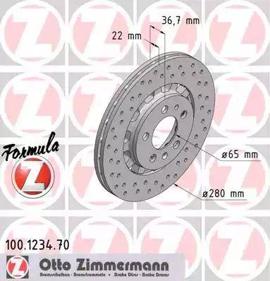 Zimmermann 100.1234.70 - Спирачен диск vvparts.bg