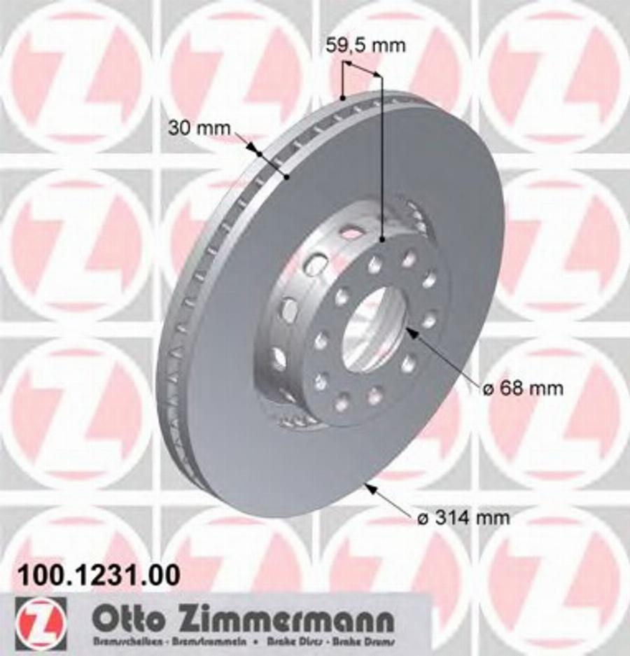 Zimmermann 100 1231 00 - Спирачен диск vvparts.bg