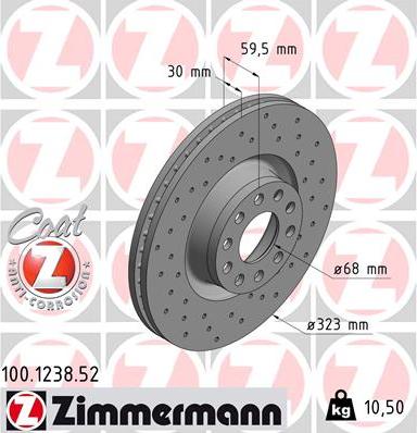 Zimmermann 100.1238.52 - Спирачен диск vvparts.bg