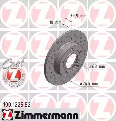 Zimmermann 100.1225.52 - Спирачен диск vvparts.bg