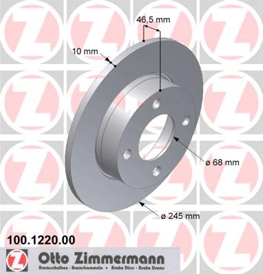 Zimmermann 100.1220.00 - Спирачен диск vvparts.bg