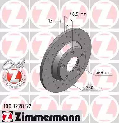 Zimmermann 100.1228.52 - Спирачен диск vvparts.bg