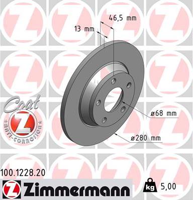 Zimmermann 100.1228.20 - Спирачен диск vvparts.bg