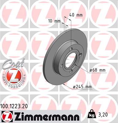 Zimmermann 100.1223.20 - Спирачен диск vvparts.bg