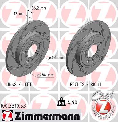 Zimmermann 100.3310.53 - Спирачен диск vvparts.bg