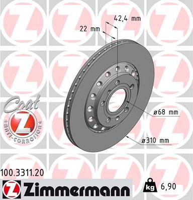 Zimmermann 100.3311.20 - Спирачен диск vvparts.bg