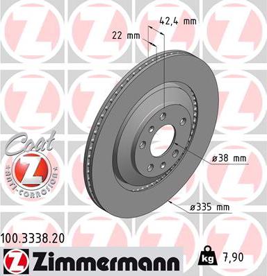 Zimmermann 100.3338.20 - Спирачен диск vvparts.bg