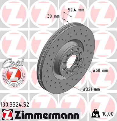 Zimmermann 100.3324.52 - Спирачен диск vvparts.bg