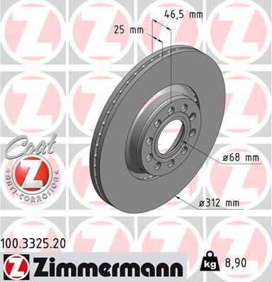 Zimmermann 100.3325.20 - Спирачен диск vvparts.bg