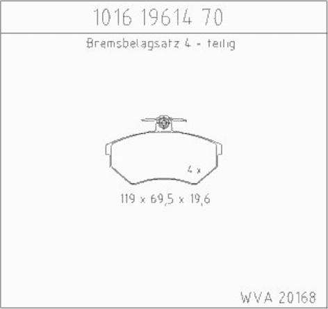 Zimmermann 10161961470 - Комплект спирачно феродо, дискови спирачки vvparts.bg