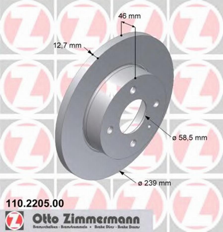 Zimmermann 110 2205 00 - Спирачен диск vvparts.bg