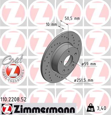 Zimmermann 110.2208.52 - Спирачен диск vvparts.bg