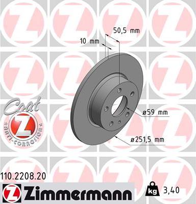 Zimmermann 110.2208.20 - Спирачен диск vvparts.bg