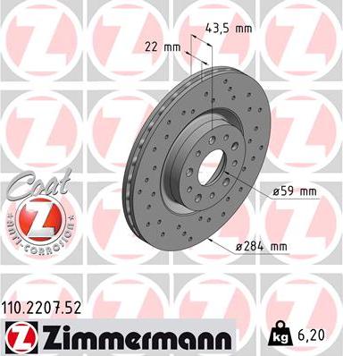 Zimmermann 110.2207.52 - Спирачен диск vvparts.bg