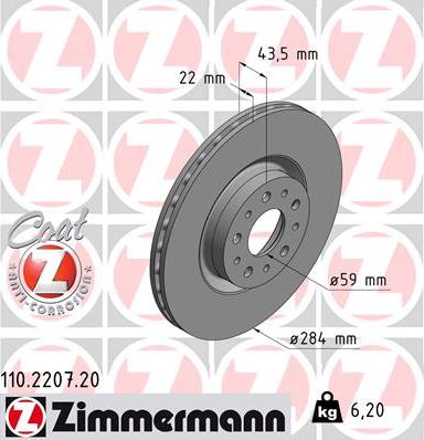 Zimmermann 110.2207.20 - Спирачен диск vvparts.bg