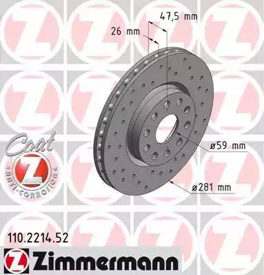 Zimmermann 110.2214.52 - Спирачен диск vvparts.bg