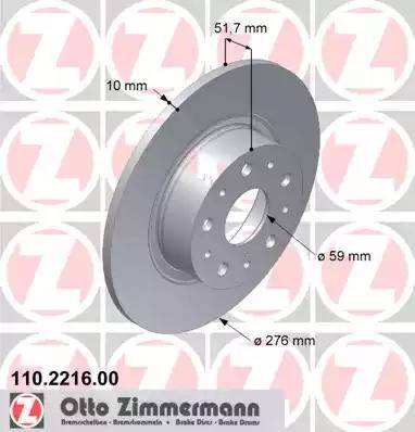 Zimmermann 110.2216.00 - Спирачен диск vvparts.bg
