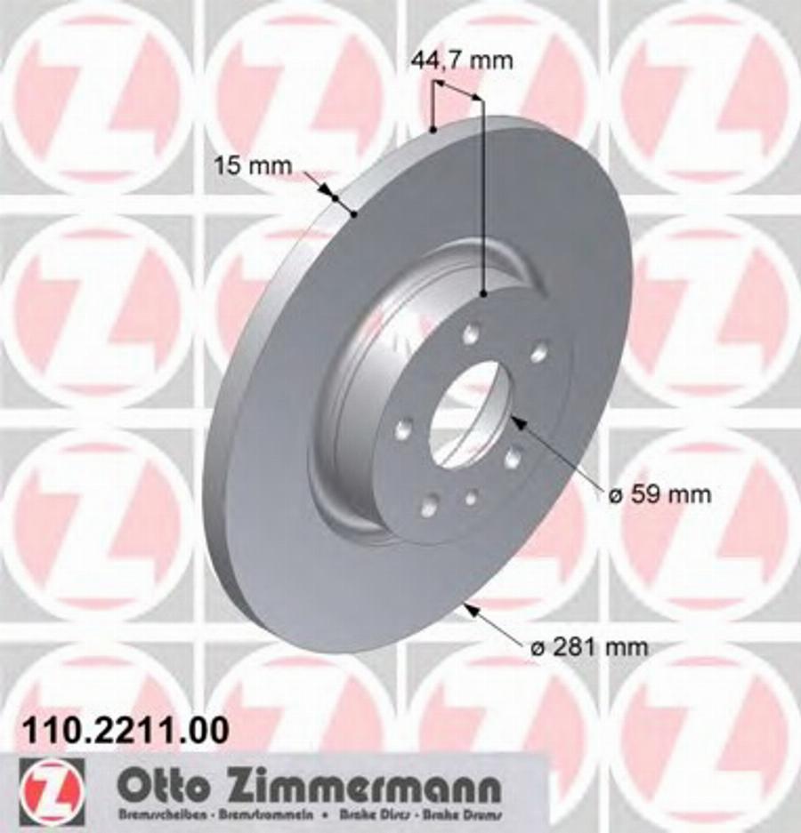 Zimmermann 110.2211.00 - Спирачен диск vvparts.bg