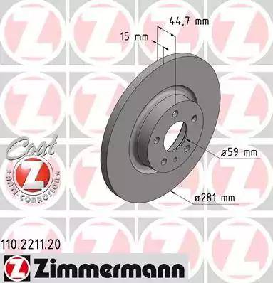 Zimmermann 110.2211.20 - Спирачен диск vvparts.bg