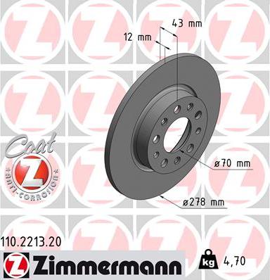 Zimmermann 110.2213.20 - Спирачен диск vvparts.bg