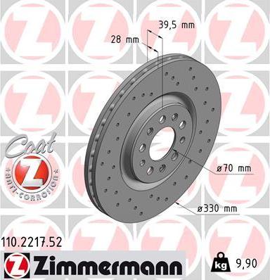 Zimmermann 110.2217.52 - Спирачен диск vvparts.bg