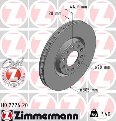 Zimmermann 110.2224.20 - Спирачен диск vvparts.bg