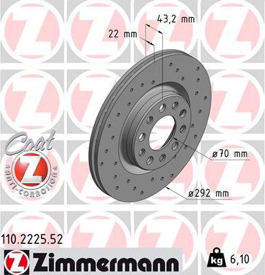 Zimmermann 110.2225.52 - Спирачен диск vvparts.bg