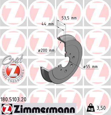 Zimmermann 180.5103.20 - Спирачен барабан vvparts.bg