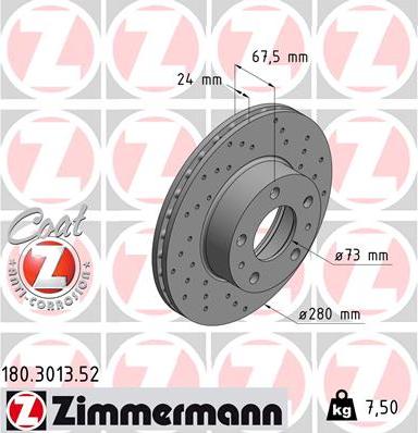 Zimmermann 180.3013.52 - Спирачен диск vvparts.bg