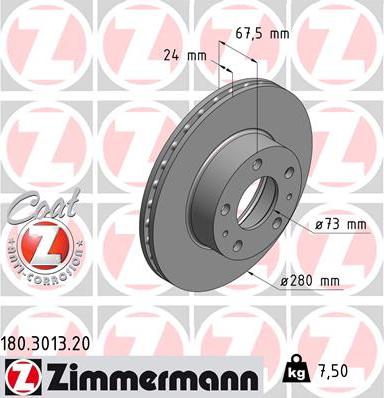Zimmermann 180.3013.20 - Спирачен диск vvparts.bg