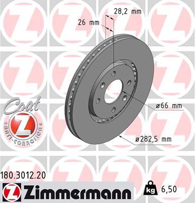 Zimmermann 180.3012.20 - Спирачен диск vvparts.bg