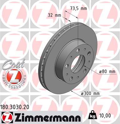 Zimmermann 180.3030.20 - Спирачен диск vvparts.bg