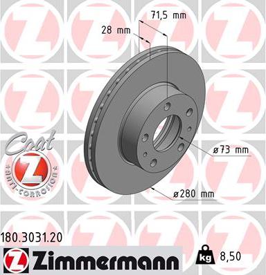 Zimmermann 180.3031.20 - Спирачен диск vvparts.bg