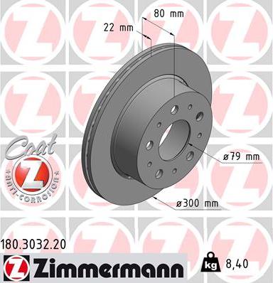 Zimmermann 180.3032.20 - Спирачен диск vvparts.bg