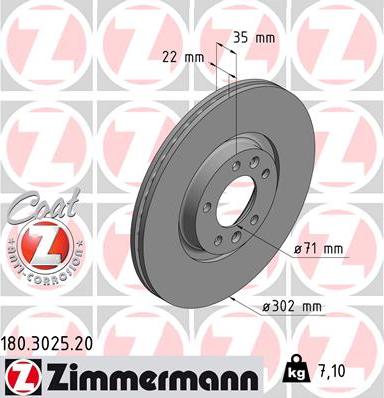 Zimmermann 180.3025.20 - Спирачен диск vvparts.bg