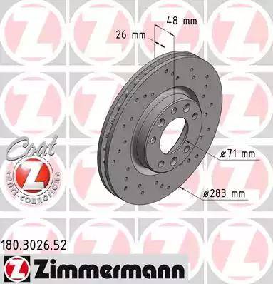 Zimmermann 180.3026.52 - Спирачен диск vvparts.bg