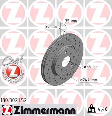 Zimmermann 180.3021.52 - Спирачен диск vvparts.bg