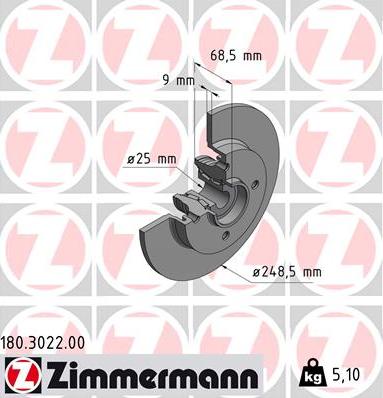 Zimmermann 180.3022.00 - Спирачен диск vvparts.bg