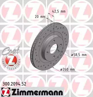 Zimmermann 300.2094.52 - Спирачен диск vvparts.bg