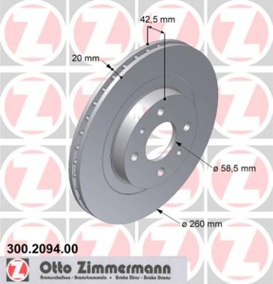 Zimmermann 300.2094.00 - Спирачен диск vvparts.bg