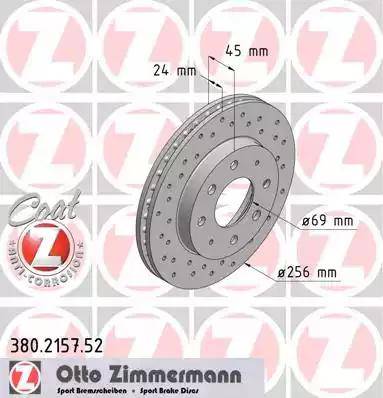 Zimmermann 380.2157.52 - Спирачен диск vvparts.bg