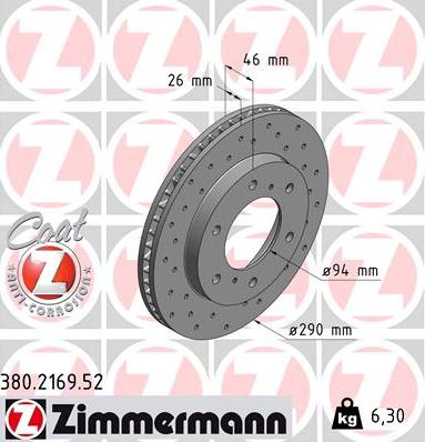Zimmermann 380.2169.52 - Спирачен диск vvparts.bg